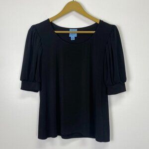CeCe Black Balloon Sleeve Top